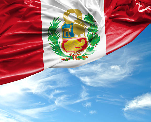 istock Peru waving flag on beautiful day 494035714