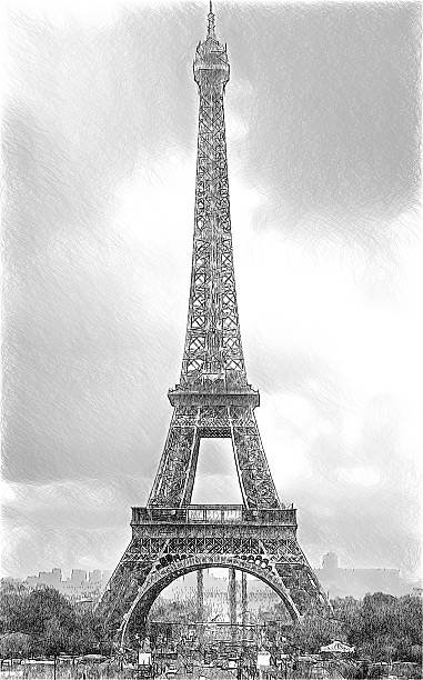 istock Eiffel tower, Paris. France. Digital illustration in draw 494035890