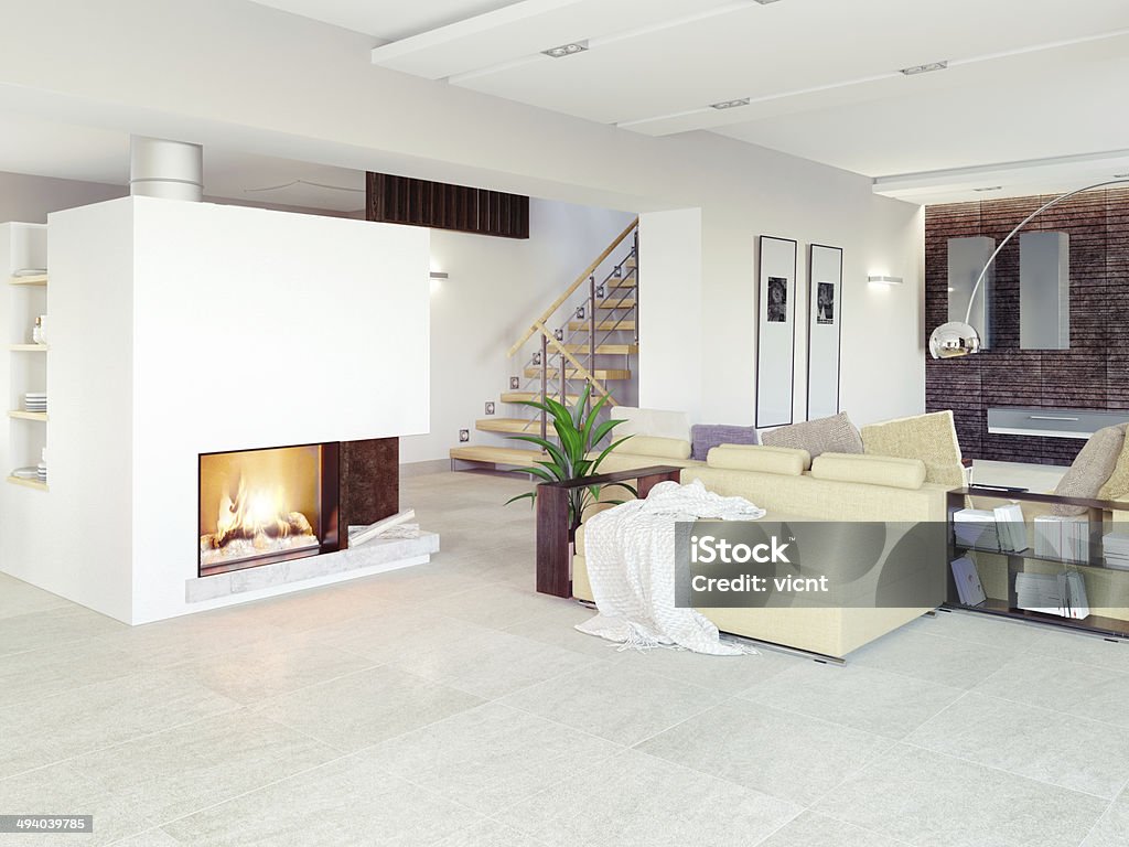 modern living room modern living room interior (CG concept) Tile Stock Photo