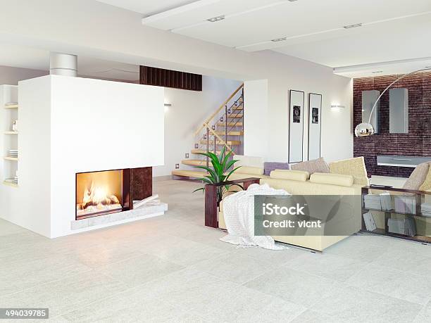 Modern Living Room Stock Photo - Download Image Now - Tile, Tiled Floor, Living Room