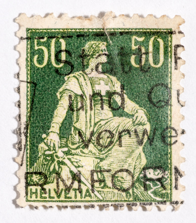Vintage antique old postage stamp from Switzerland