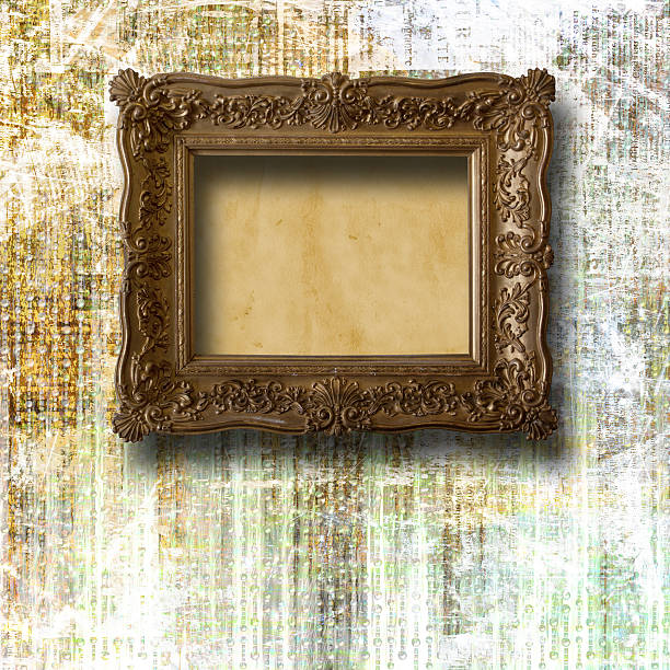istock Old room, grunge interior with frames in style baroque 494041327