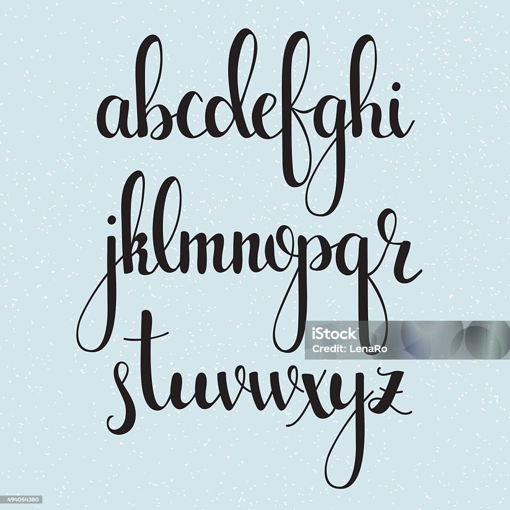 Handwritten brush style calligraphy cursive font Handwritten brush style modern calligraphy cursive font. Calligraphy alphabet. Cute calligraphy letters. Isolated letters. For postcard or poster decorative graphic design. 2015 stock vector