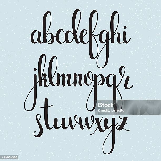 Handwritten Brush Style Calligraphy Cursive Font Stock Illustration - Download Image Now - 2015, Alphabet, Calligraphy
