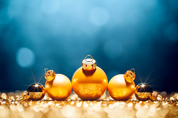 istock Golden Christmas Time - Decorations Lights Bokeh Defocused Blue Gold 494054438