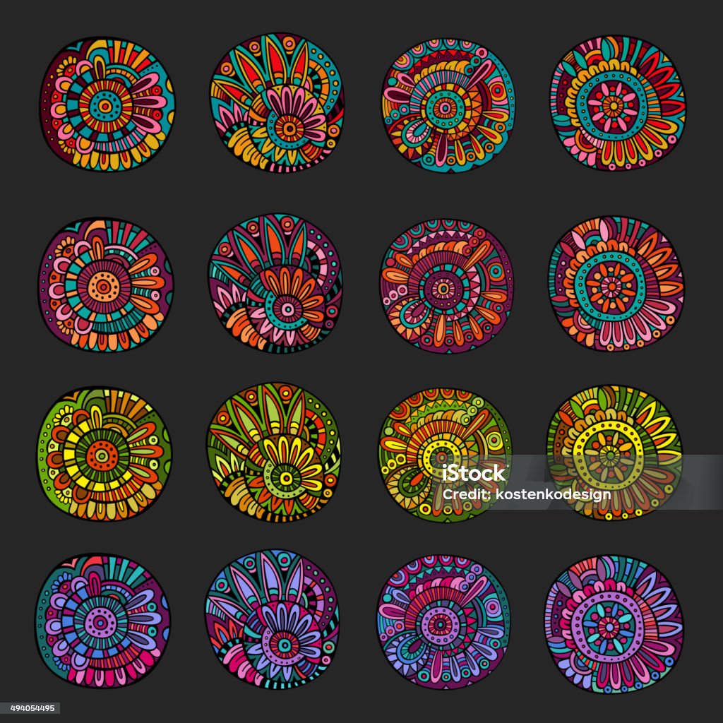 Conjunto de elementos de diseño floral - arte vectorial de Abstracto libre de derechos