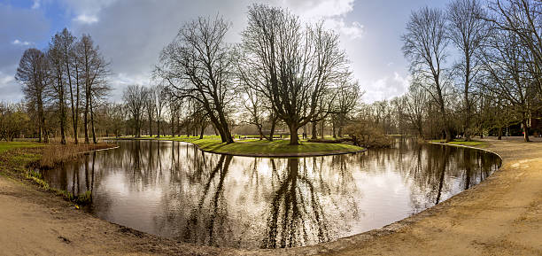 istock Pond panoramic landscape photo in Vondelpark, Amsterdam. 494055160