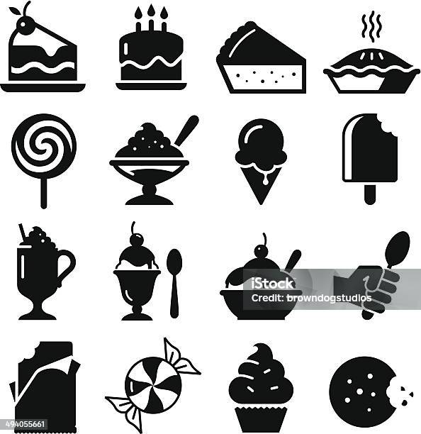 Dessert Icons Black Series Stock Illustration - Download Image Now - Icon Symbol, Cake, Dessert - Sweet Food