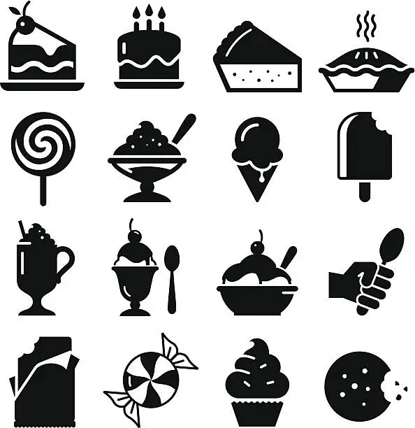 Vector illustration of Dessert Icons - Black Series