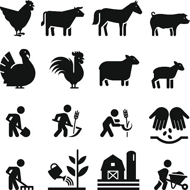 Vector illustration of Farming Icons- Black Series