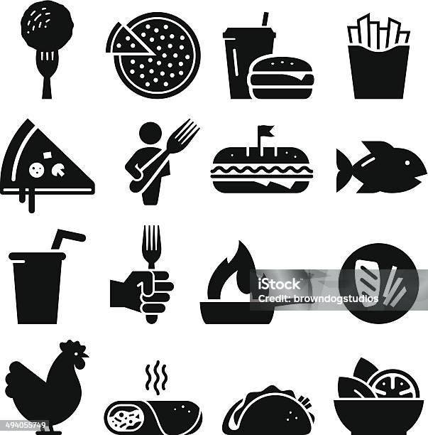 Lunch Icons Black Series Stock Illustration - Download Image Now - Icon, Food, Sandwich