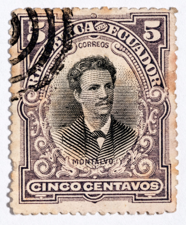 Vintage antique old postage stamp from Ecuador