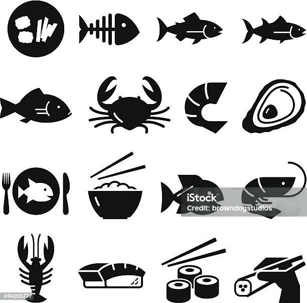Seafood Icons Black Series Stock Illustration - Download Image Now - Icon Symbol, Fish, Seafood