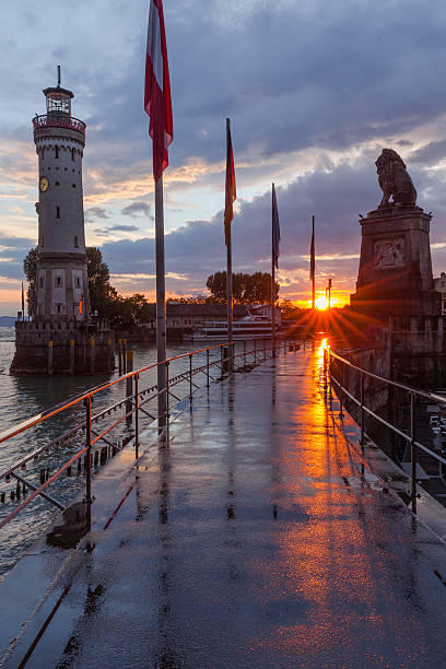 LINDAU, GERMANY LINDAU, GERMANY - Lighthouse at port of Lindau harbour, Lake Constance, Bavaria lindau lighthouse stock pictures, royalty-free photos & images