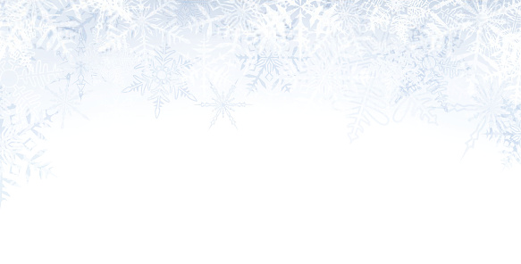 Winter banner pattern with crystallic transparent snowflakes and place for text. Christmas background. Vector.