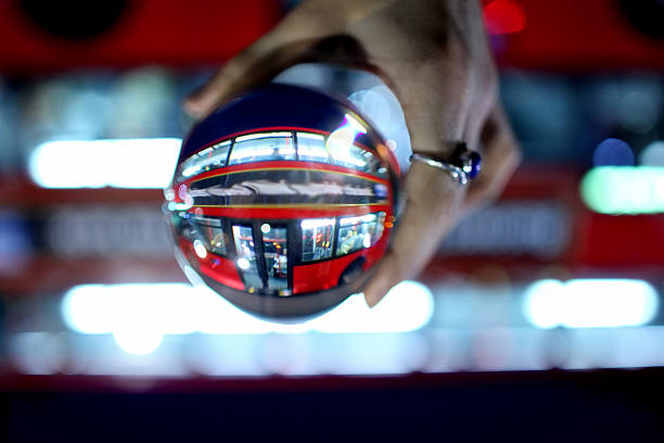 istock Bus at night through a crystal ball 494056920