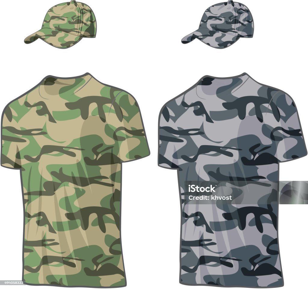 Military Shirts and caps templates Vector illustration. Included AI and CDR files Camouflage stock vector