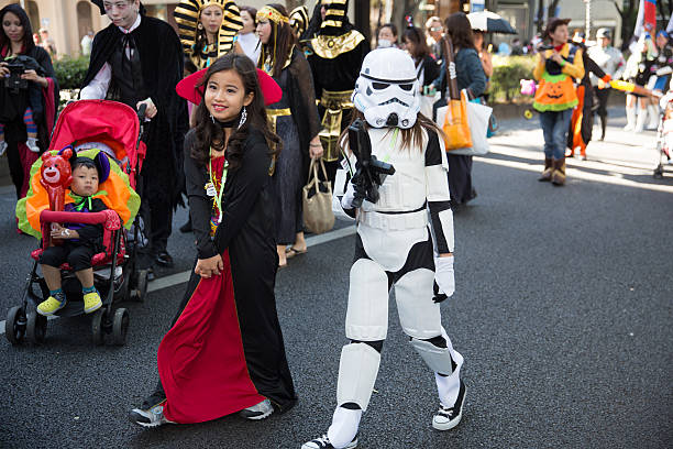 Tokyo, Japan - October 25, 2015 : People attend the annual Halloween parade at Omotesando, Tokyo, Japan. Celebrating Halloween is very popular in Japan especially among the young generation.