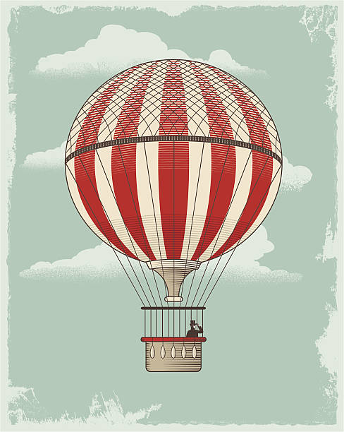 ilustrações de stock, clip art, desenhos animados e ícones de vintage retro balão de ar quente - balão enfeite