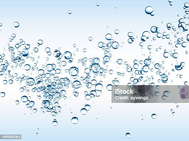 Gas Bubbles In Water Stock Photo - Download Image Now - Drinking Water, Blue, Bubble