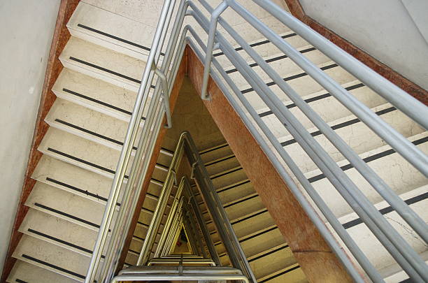 At the top of the stairs