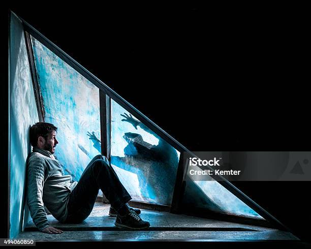 Man Shadow Scared Scared Man Seeing Threatening Dark Shadows At Window Stock Photo ...