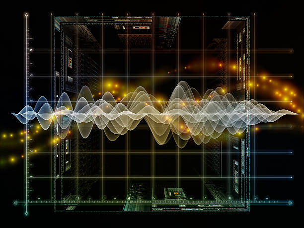 Oscillation Graph Information Processing series. Arrangement of graph , wave and fractal elements on the subject of science, theoretical physics, technology and education sine wave stock pictures, royalty-free photos & images