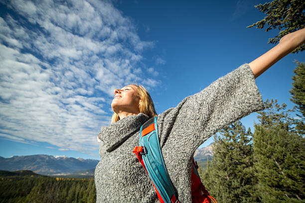 istock Woman hiking enjoying freedom 494062754