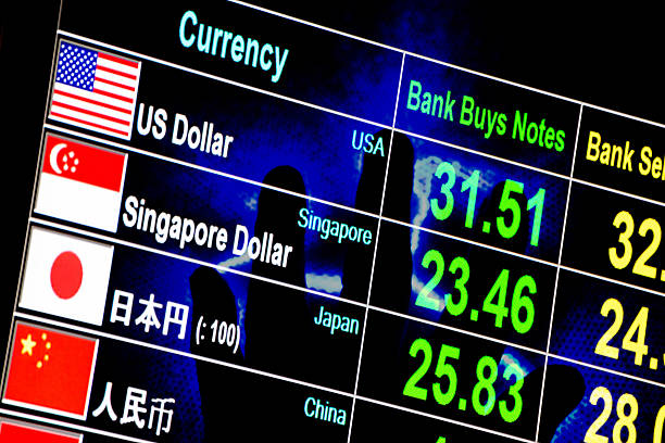 istock foreign currency exchange rate board with lighting hand in backg 494063740
