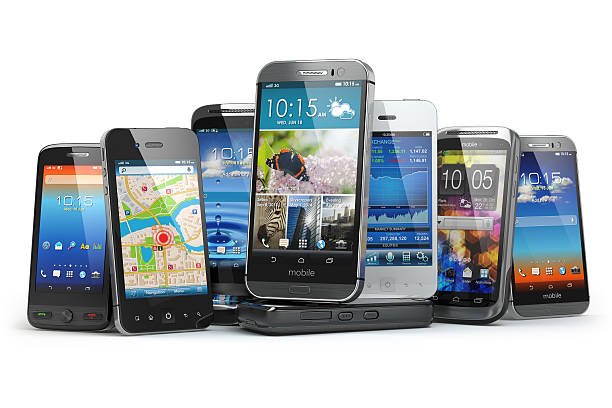 istock Choose mobile phone. Row of the different smartphones. 494066662