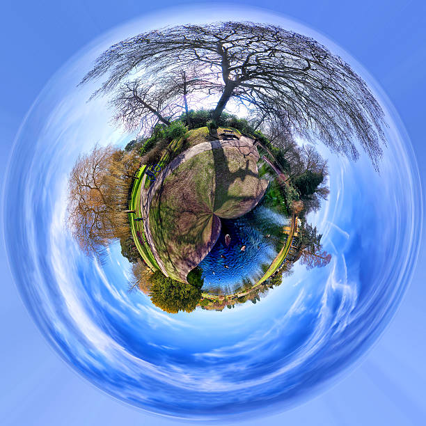 istock Polar Panorama of trees in a park 494081288