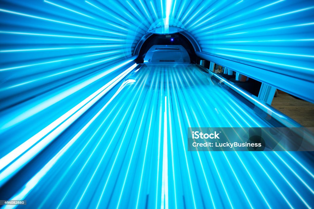 Solarium tanning bed Solarium tanning bed, view from inside Tanning Bed Stock Photo