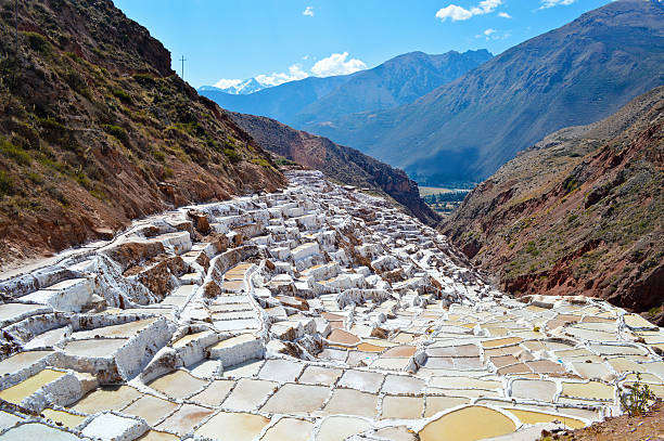 Sacred Valley Salt Mines in Maras, Peru stock photo