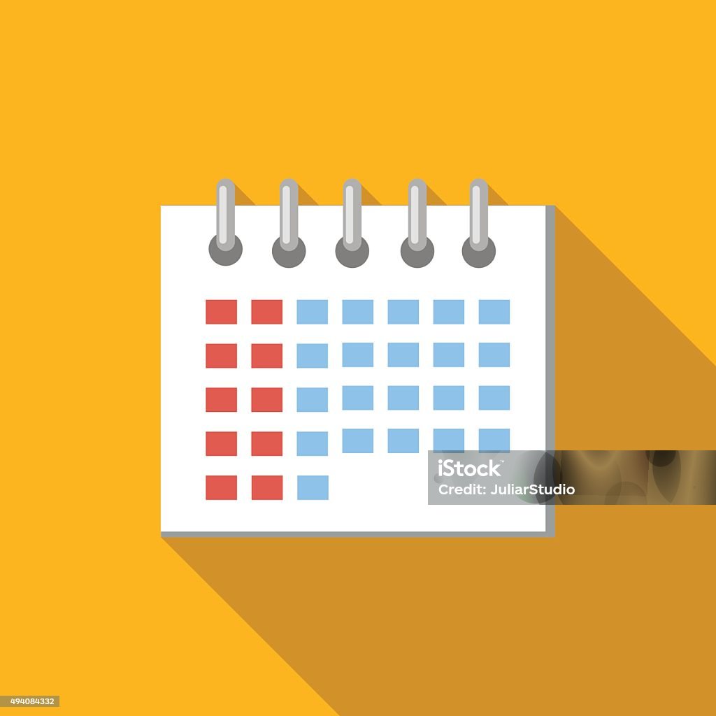 Calendar flat icon Calendar flat icon, colored flat image with long shadow on yellow background Calendar stock vector