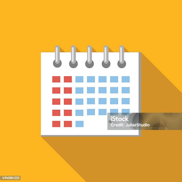 Calendar Flat Icon Stock Illustration - Download Image Now - Calendar, Weekend Activities, 2015