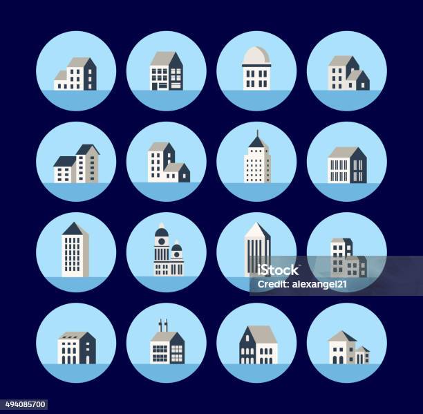 Icons Of The Building Stock Illustration - Download Image Now - 2015, Apartment, Architecture