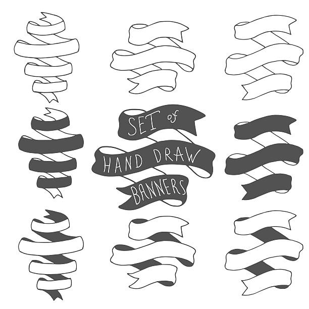 Set of hand drawn vector banners vector art illustration