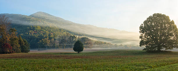 Cades Cove in the morning Oct 2015 stock photo