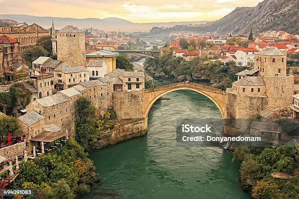 Town Of Mostar With Stari Most Bosnia And Hercegovina Stock Photo - Download Image Now