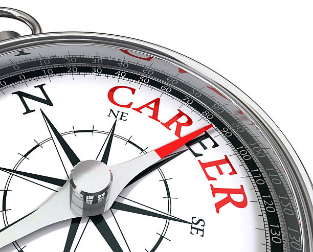 career the way indicated by compass stock photo