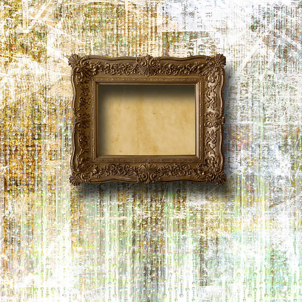 istock Old room, grunge interior with frames in style baroque 494092311
