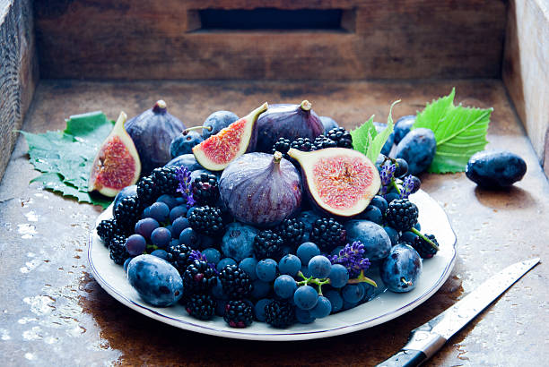 Fresh figs, grapes, prunes and dewberry