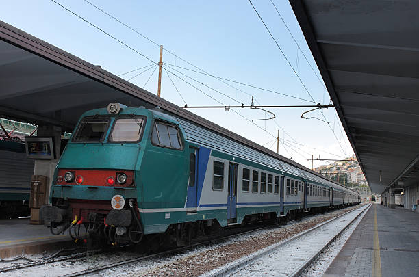 istock Train and empty platform  in station in Trieste,Italy 494092564
