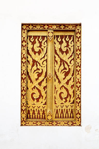 istock Traditional Thai style church window.Closed window. 494093303