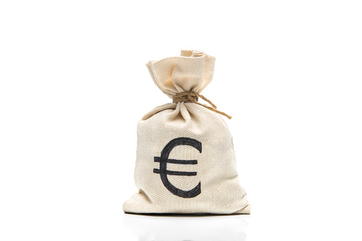 Money bag with Euro sign, isolated on white