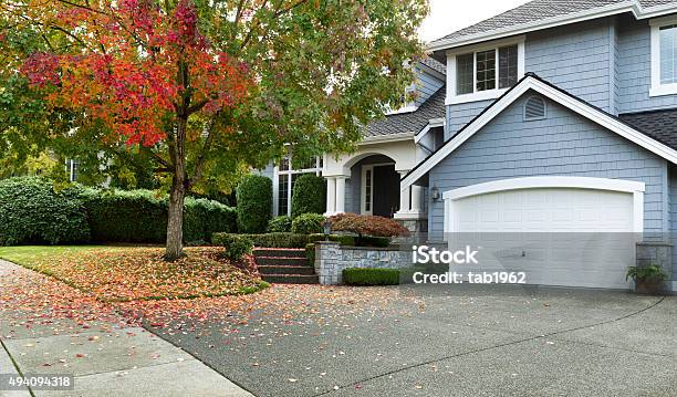 Early Autumn With Modern Residential Single Family Home Stock Photo - Download Image Now