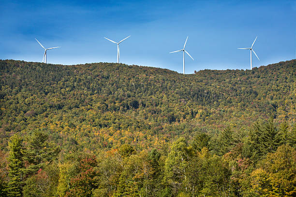 istock Windmills on a high ridge against a blue sky, Maine. 494094356
