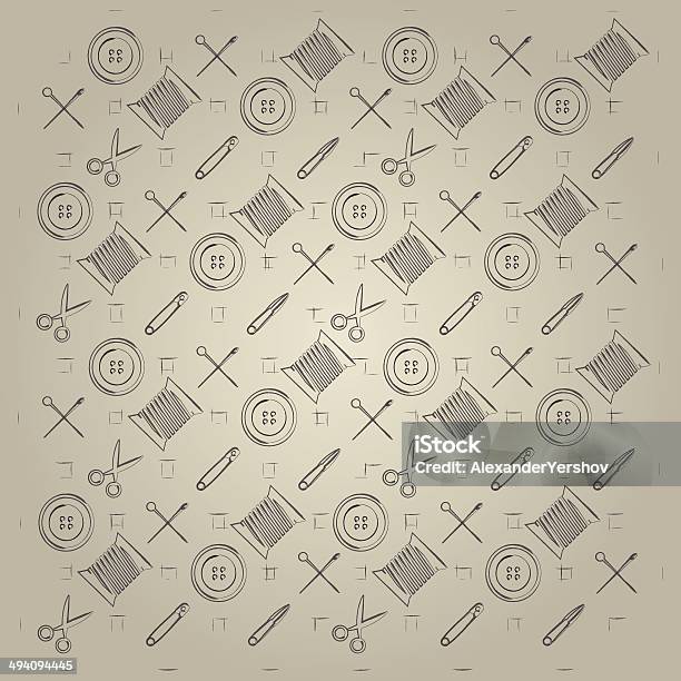 Gray Background For Handmade Stock Illustration - Download Image Now - Art, Art And Craft, Button - Sewing Item