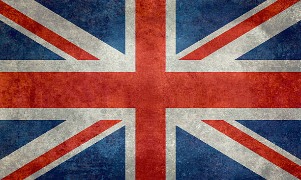 bandiera nazionale del regno unito con trattamento vintage - flag britain foto e immagini stock