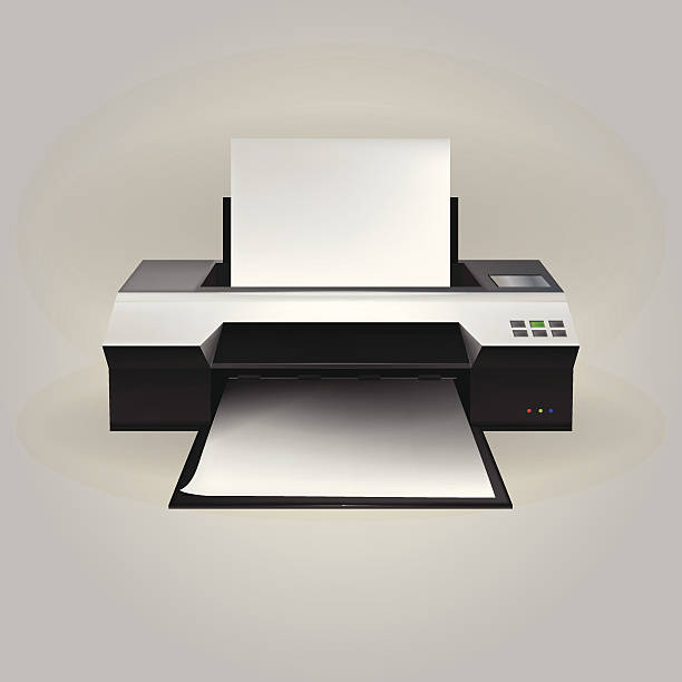 ilustracja przedstawiająca drukarka atramentowa - printing press design computer graphic printer stock illustrations